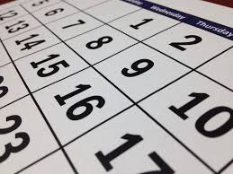 a perspective view of calendar dates